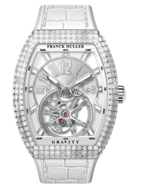 Best FRANCK MULLER Vanguard Gravity Tourbillon Stainless Steel White Diamonds V 41 T GRAVITY CS D (BC) (AC) BLC BLC AC Replica Watch